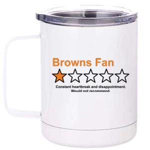 Browns Fan Would Not Recommend 1 Star Funny 12 oz Stainless Steel Tumbler Cup