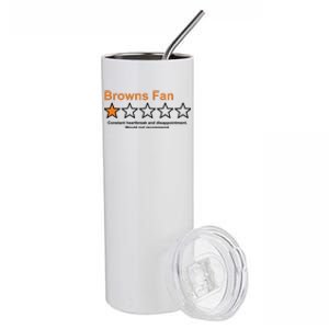 Browns Fan Would Not Recommend 1 Star Funny Stainless Steel Tumbler