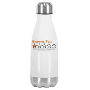 Browns Fan Would Not Recommend 1 Star Funny Stainless Steel Insulated Water Bottle