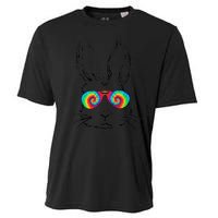 Bunny Face With Sunglasses Tie Dye Easter Day boy  kid Cooling Performance Crew T-Shirt