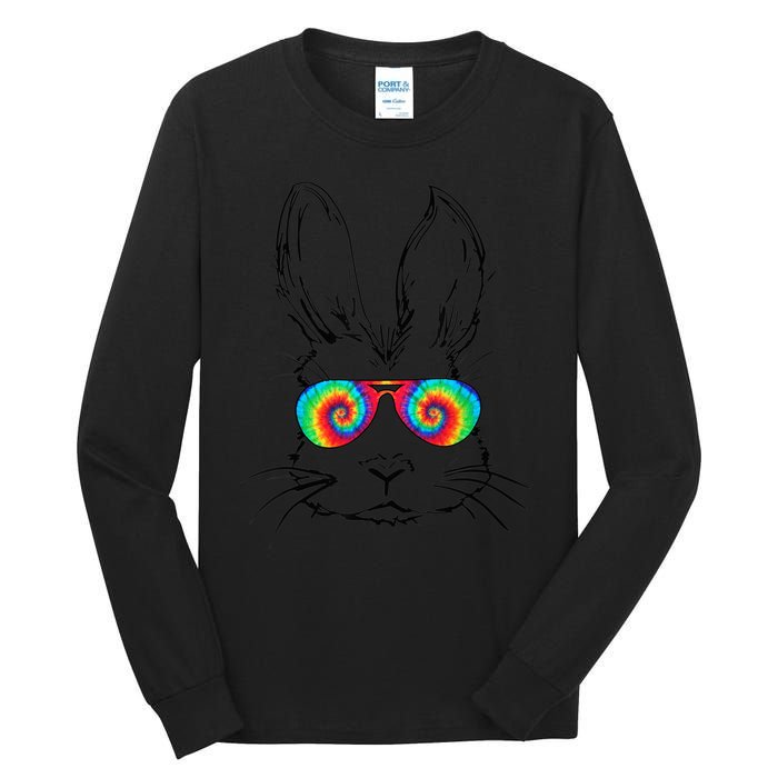 Bunny Face With Sunglasses Tie Dye Easter Day boy  kid Tall Long Sleeve T-Shirt