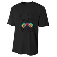 Bunny Face With Sunglasses Tie Dye Easter Day boy  kid Performance Sprint T-Shirt