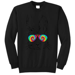 Bunny Face With Sunglasses Tie Dye Easter Day boy  kid Tall Sweatshirt