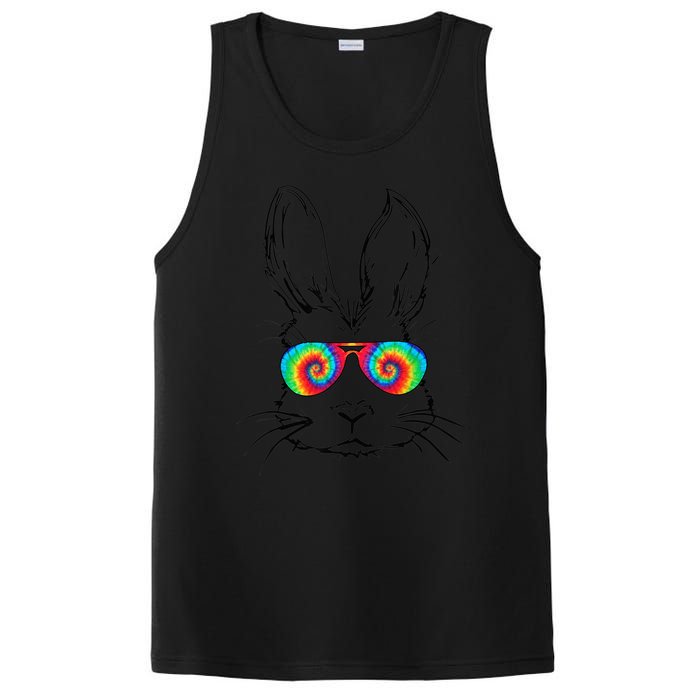 Bunny Face With Sunglasses Tie Dye Easter Day boy  kid PosiCharge Competitor Tank