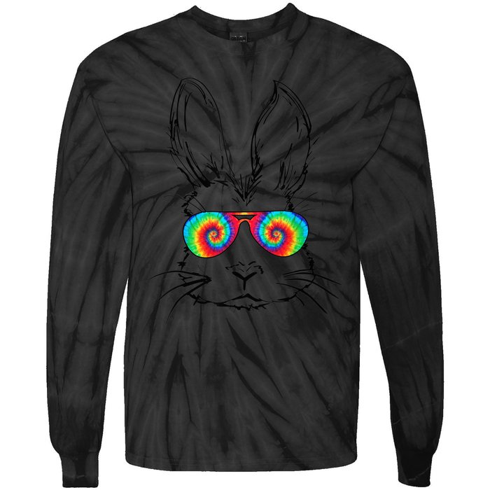 Bunny Face With Sunglasses Tie Dye Easter Day boy  kid Tie-Dye Long Sleeve Shirt