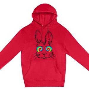 Bunny Face With Sunglasses Tie Dye Easter Day boy  kid Premium Pullover Hoodie