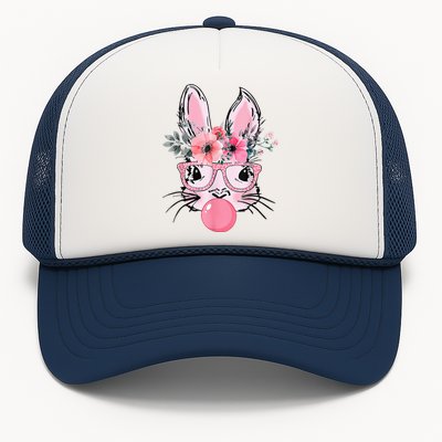 Bunny Face With Glasses Bubblegum Happy Easter Trucker Hat