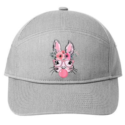 Bunny Face With Glasses Bubblegum Happy Easter 7-Panel Snapback Hat