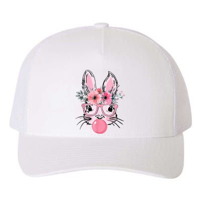 Bunny Face With Glasses Bubblegum Happy Easter Yupoong Adult 5-Panel Trucker Hat