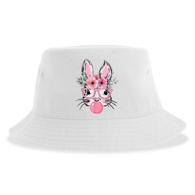 Bunny Face With Glasses Bubblegum Happy Easter Sustainable Bucket Hat