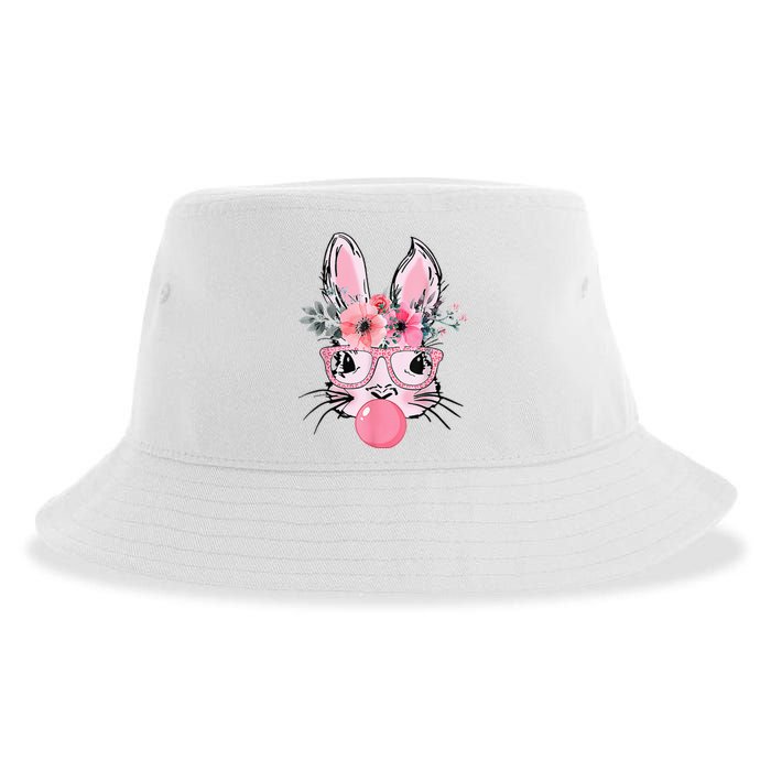 Bunny Face With Glasses Bubblegum Happy Easter Sustainable Bucket Hat