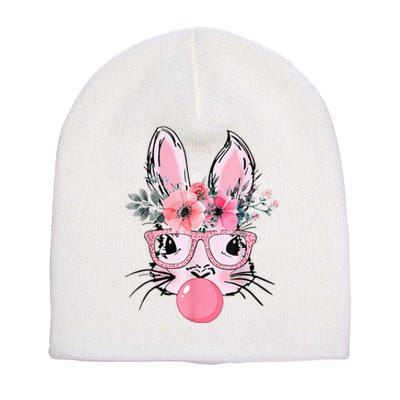 Bunny Face With Glasses Bubblegum Happy Easter Short Acrylic Beanie