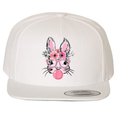 Bunny Face With Glasses Bubblegum Happy Easter Wool Snapback Cap