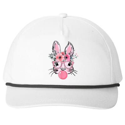 Bunny Face With Glasses Bubblegum Happy Easter Snapback Five-Panel Rope Hat