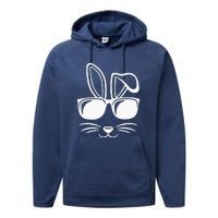 Bunny Face With Sunglasses Gifts For Easter Day Performance Fleece Hoodie