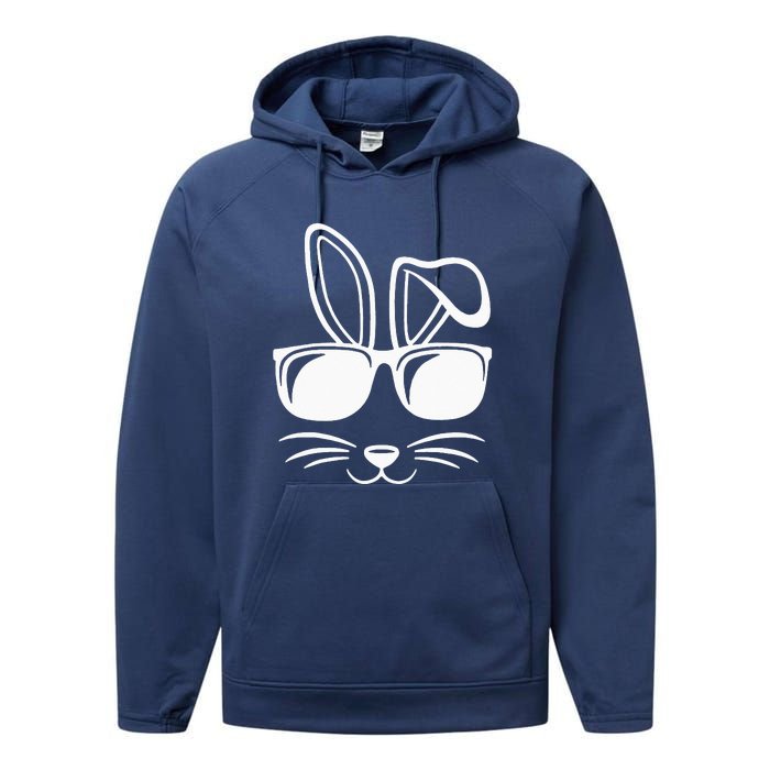 Bunny Face With Sunglasses Gifts For Easter Day Performance Fleece Hoodie