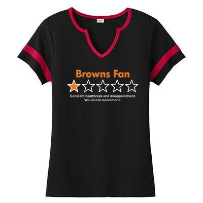 Browns Fan Would Not Recommend Disappointment Funny Football Ladies Halftime Notch Neck Tee