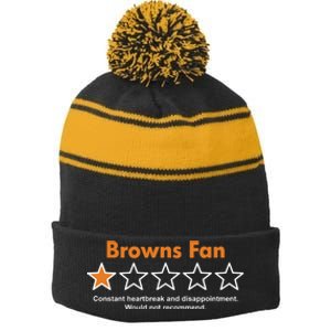 Browns Fan Would Not Recommend Disappointment Funny Football Stripe Pom Pom Beanie