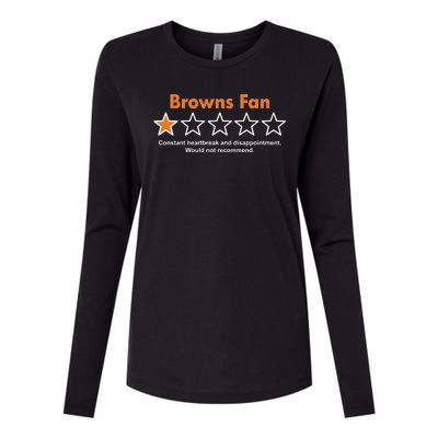 Browns Fan Would Not Recommend Disappointment Funny Football Womens Cotton Relaxed Long Sleeve T-Shirt