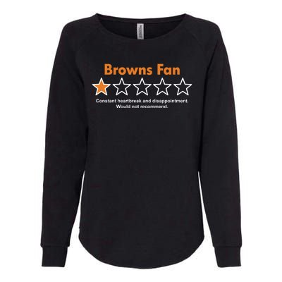 Browns Fan Would Not Recommend Disappointment Funny Football Womens California Wash Sweatshirt