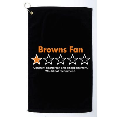 Browns Fan Would Not Recommend Disappointment Funny Football Platinum Collection Golf Towel