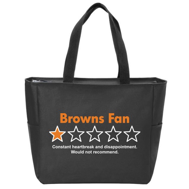 Browns Fan Would Not Recommend Disappointment Funny Football Zip Tote Bag