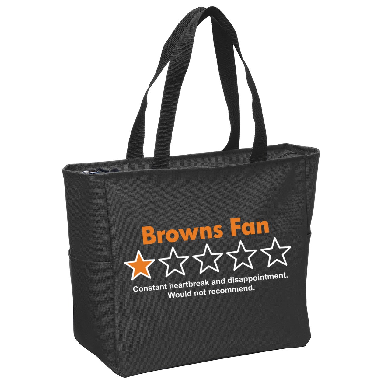Browns Fan Would Not Recommend Disappointment Funny Football Zip Tote Bag