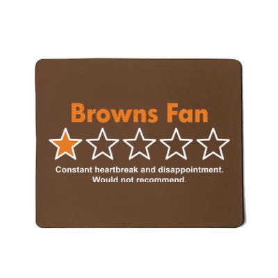 Browns Fan Would Not Recommend Disappointment Funny Football Mousepad