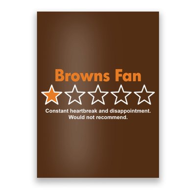 Browns Fan Would Not Recommend Disappointment Funny Football Poster