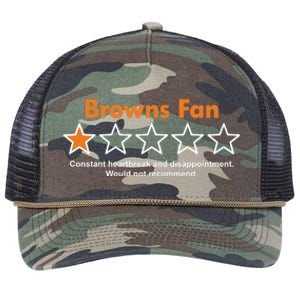 Browns Fan Would Not Recommend Disappointment Funny Football Retro Rope Trucker Hat Cap