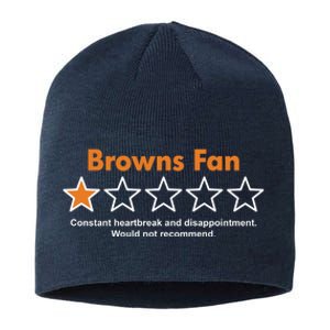 Browns Fan Would Not Recommend Disappointment Funny Football Sustainable Beanie