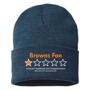 Browns Fan Would Not Recommend Disappointment Funny Football Sustainable Knit Beanie