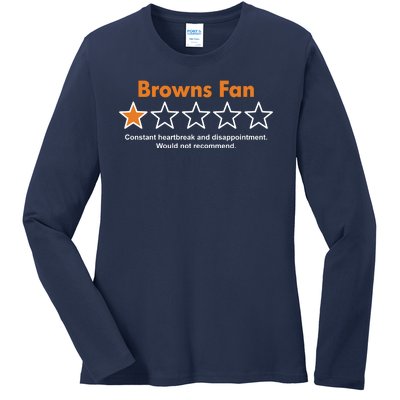 Browns Fan Would Not Recommend Disappointment Funny Football Ladies Long Sleeve Shirt