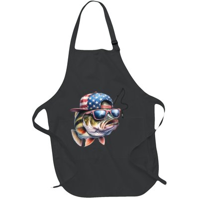 Bass Fish With Us Flag Gift Apron