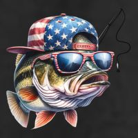 Bass Fish With Us Flag Gift Adult Drive Performance Visor