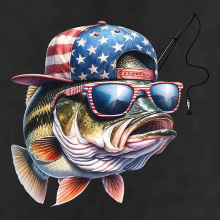 Bass Fish With Us Flag Gift Adult Drive Performance Visor