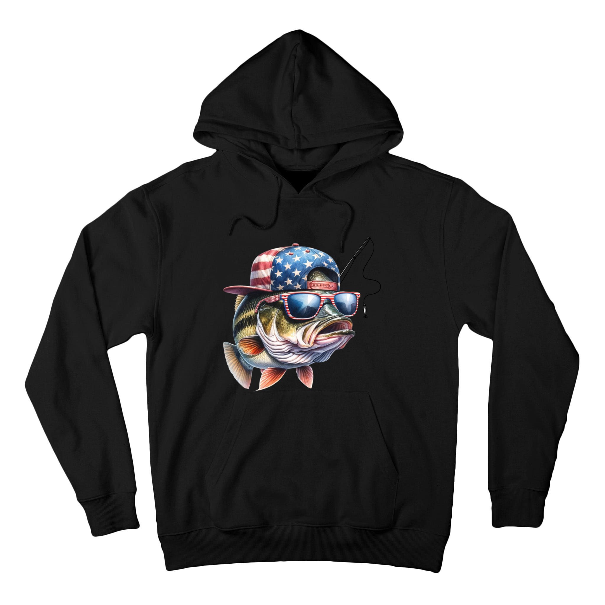 Bass Fish With Us Flag Gift Tall Hoodie