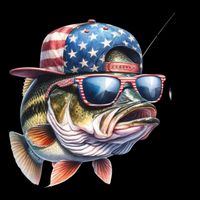 Bass Fish With Us Flag Gift Tall Hoodie