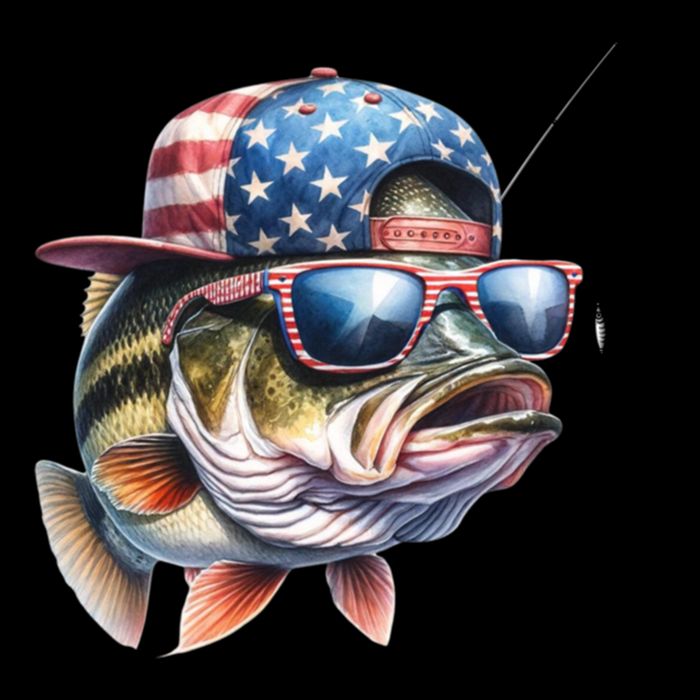 Bass Fish With Us Flag Gift Tall Hoodie
