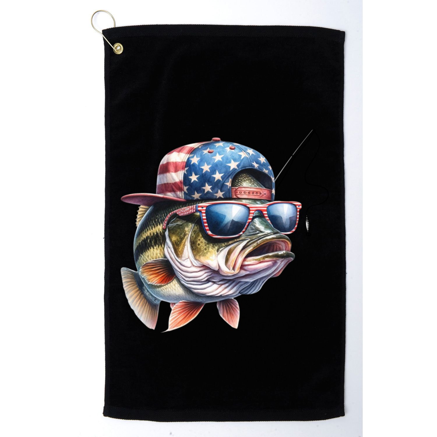 Bass Fish With Us Flag Gift Golf Towel