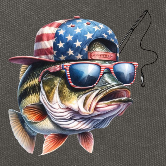 Bass Fish With Us Flag Gift Cotton Canvas Backpack