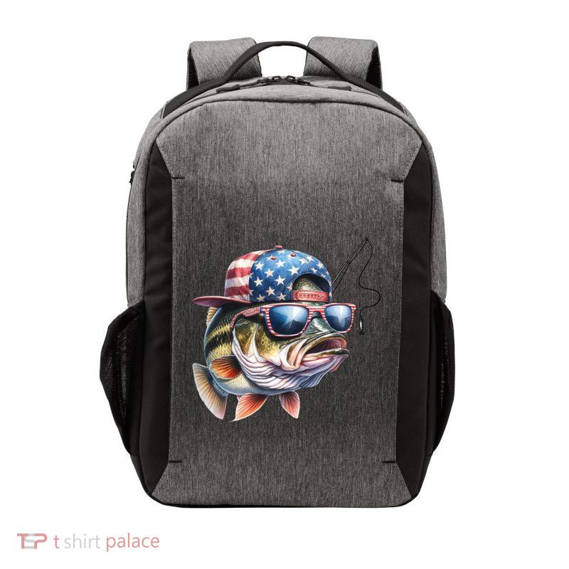 Bass Fish With Us Flag Gift Vector Backpack