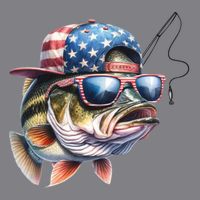Bass Fish With Us Flag Gift T-Shirt