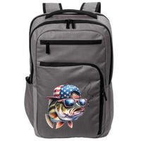 Bass Fish With Us Flag Gift Impact Tech Backpack