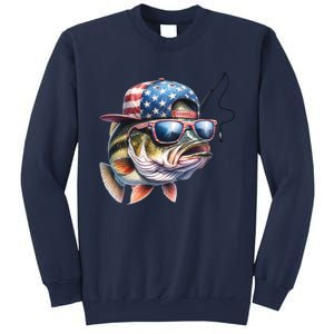 Bass Fish With Us Flag Gift Sweatshirt