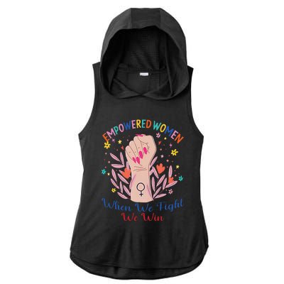 Boho Flower When We Fight We Win Kamala Supporter Ladies PosiCharge Tri-Blend Wicking Draft Hoodie Tank