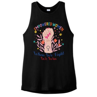 Boho Flower When We Fight We Win Kamala Supporter Ladies PosiCharge Tri-Blend Wicking Tank