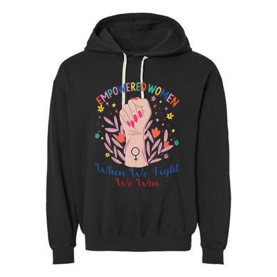 Boho Flower When We Fight We Win Kamala Supporter Garment-Dyed Fleece Hoodie