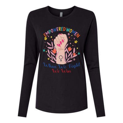 Boho Flower When We Fight We Win Kamala Supporter Womens Cotton Relaxed Long Sleeve T-Shirt