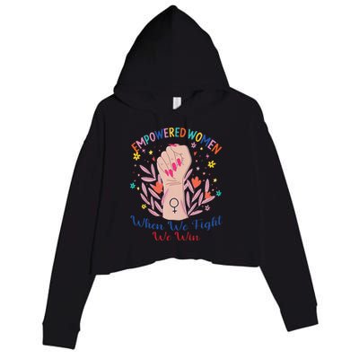 Boho Flower When We Fight We Win Kamala Supporter Crop Fleece Hoodie